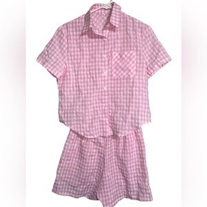 Women’s Pink & White Plaid Short Set